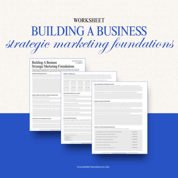 Worksheet - Building A Business: Strategic Marketing Foundations